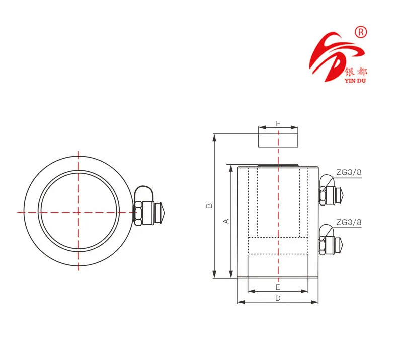 Cilindro Hidráulico de Retorno Rápido de Óleo de Dupla Ação de 100 Ton (RR